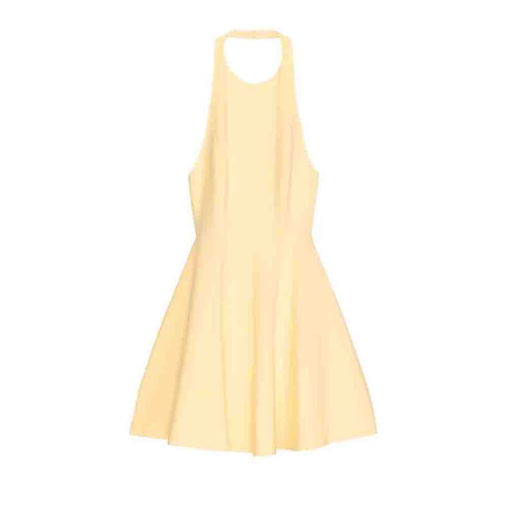 Women's new fashion wave style wide swing hanging neck mini dress