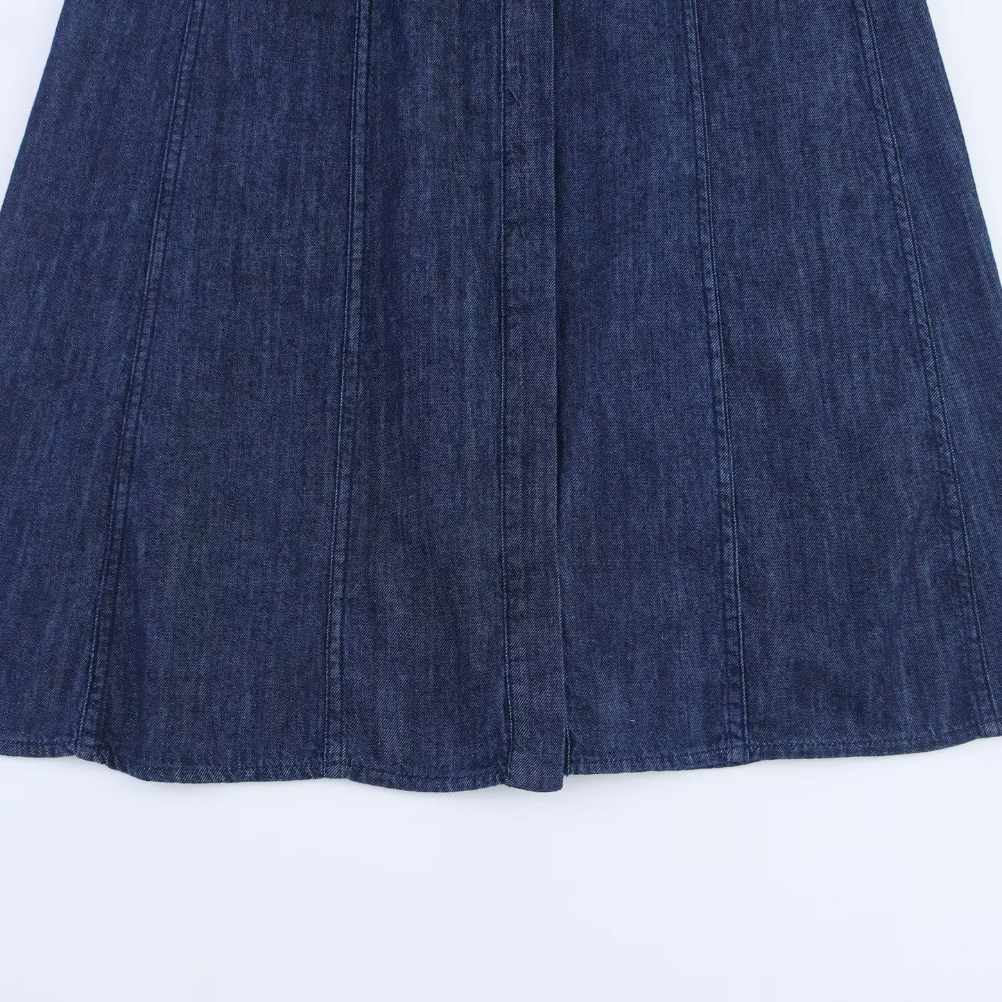 Women's new chic fashion bubble short sleeved denim MIDI dress