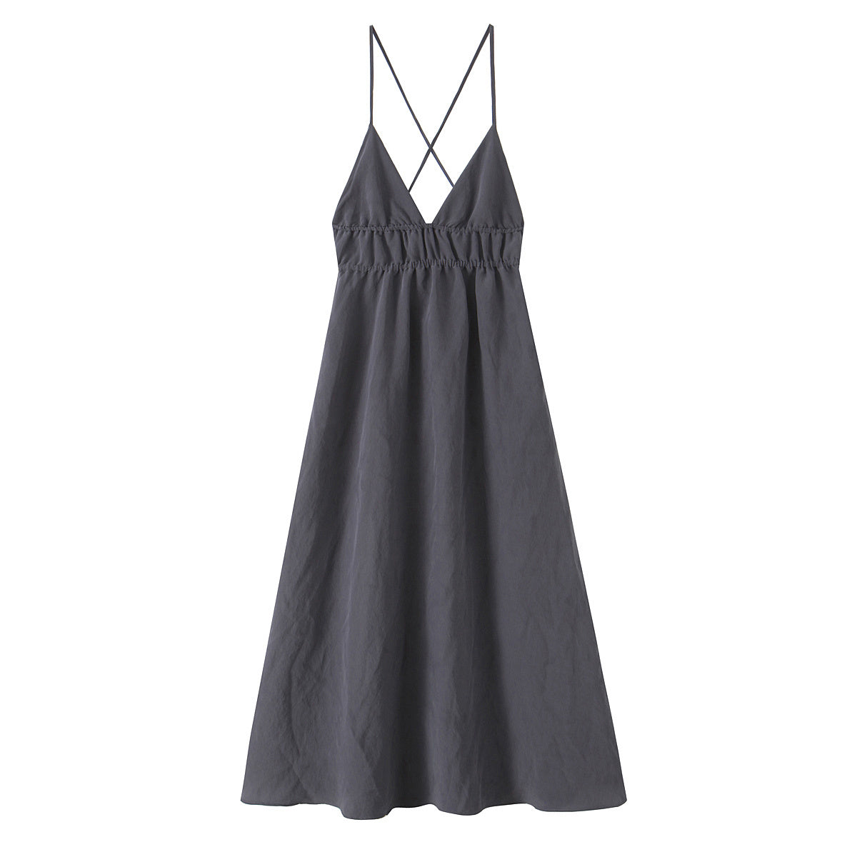 Women's new fashion draped suspender MIDI dress