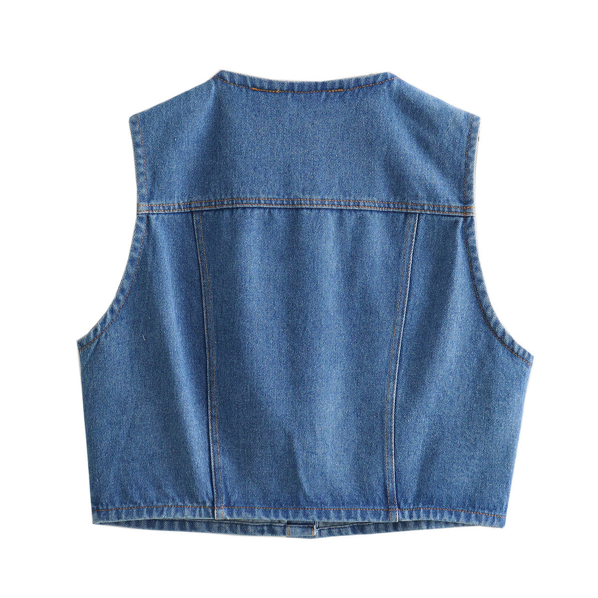 Women's 2025 fashion denim vest vintage blouse