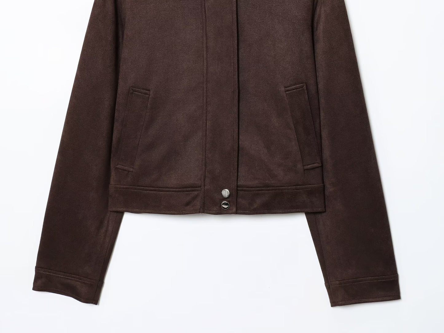 Women's new fashion short suede Leather zipper jacket Coat