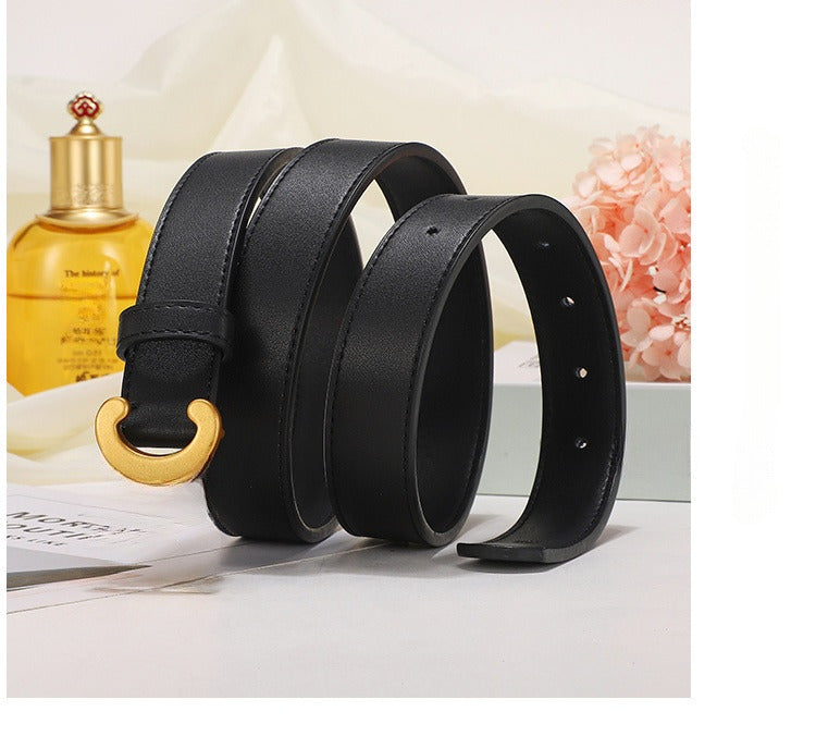 Women's new casual Joker electroplating retro bronze buckle accessories belt belt With a box