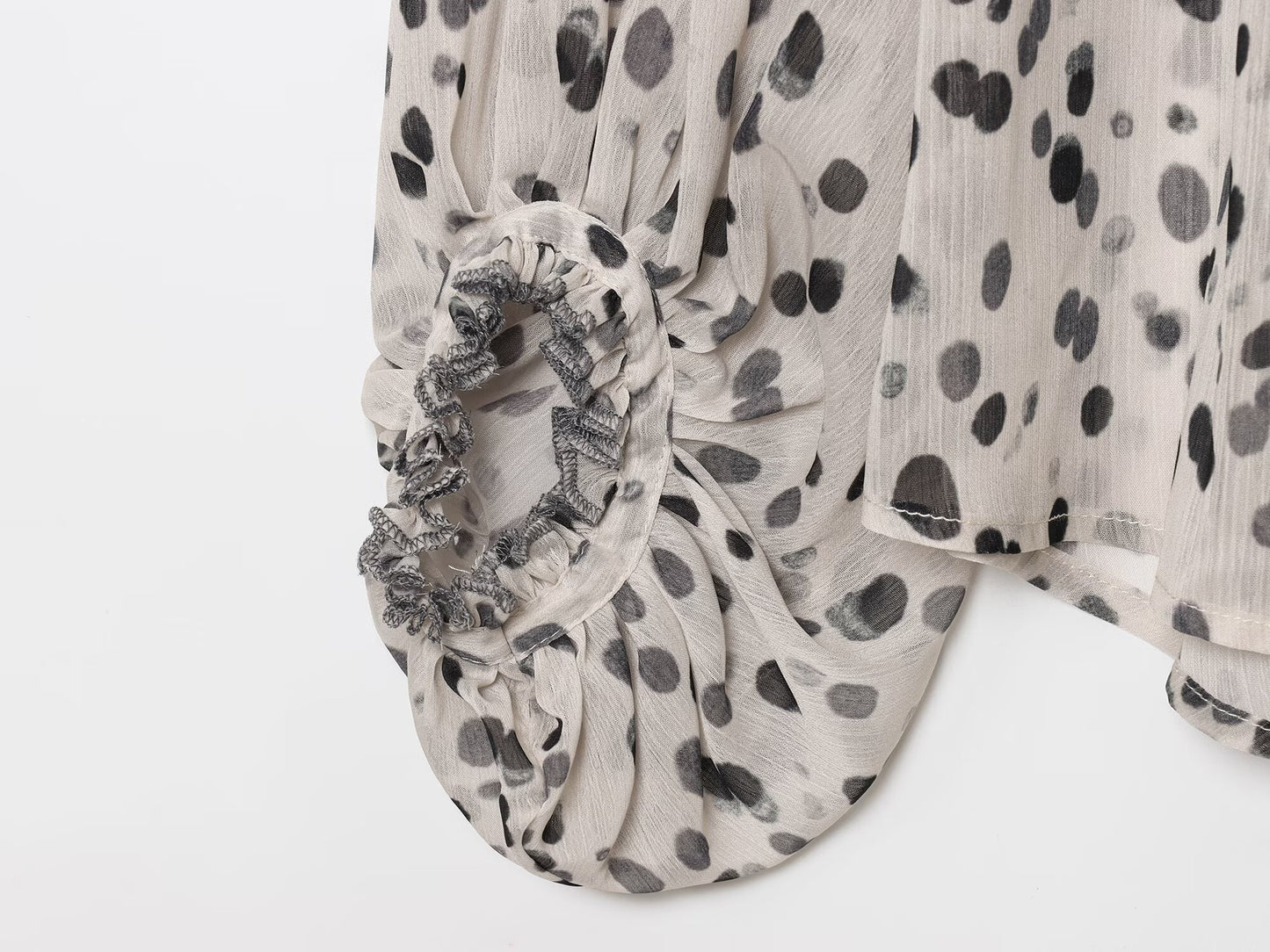 Women's New Fashion loose single breasted stand collar polka dot printed shirt