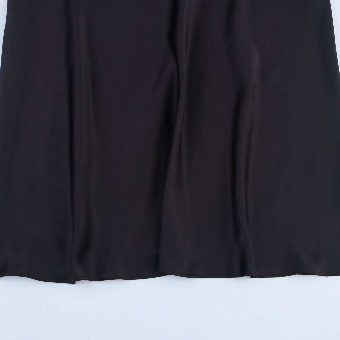 Women's New Fashion Black Satin Texture suspender Midi Dress