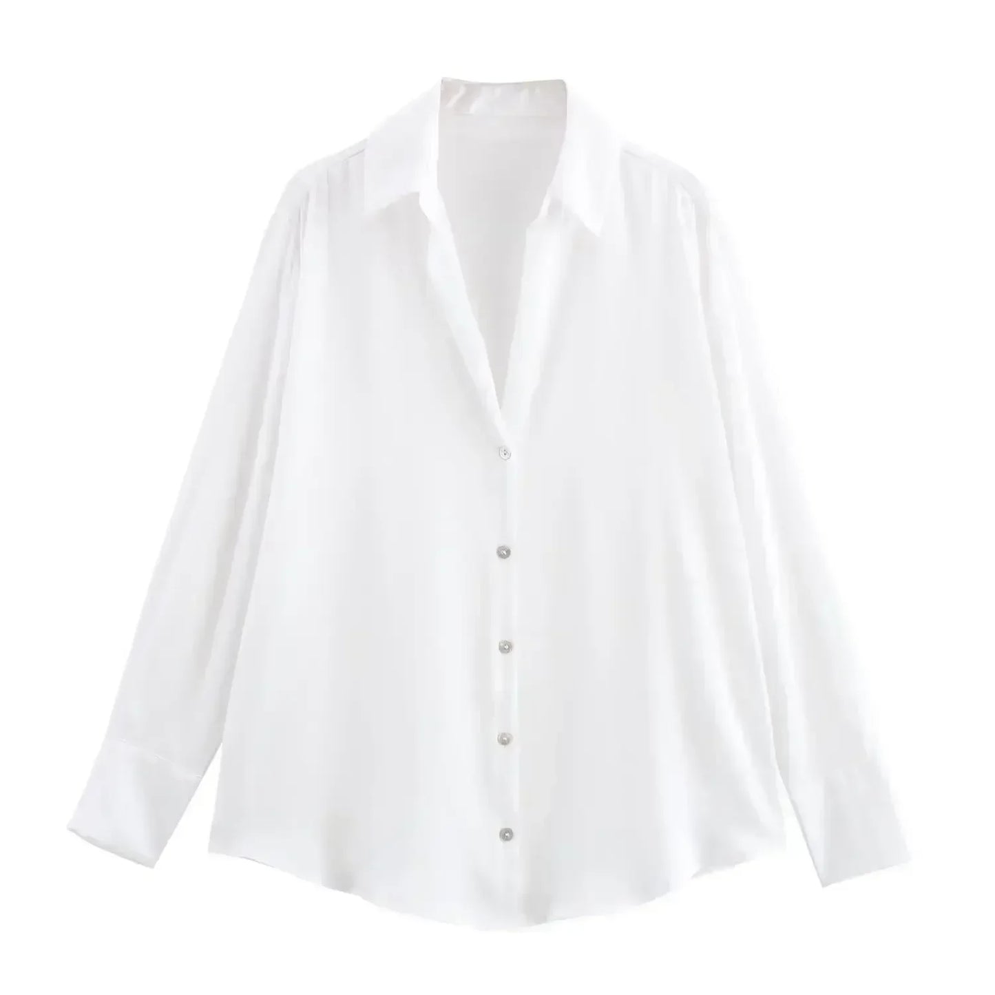 Women's new fashion loose printed striped shirt casual single breasted satin shirt retro long sleeved women's shirt chic top