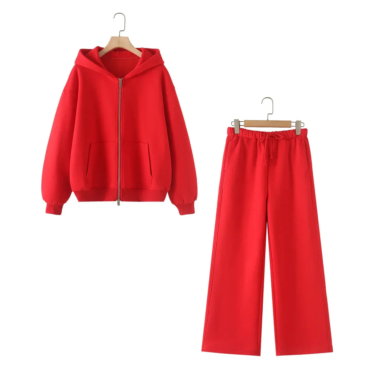 Ladies' new fashion zipper decoration loose cotton blend hooded sweatshirt Retro long sleeved pocket women's pullover chic top