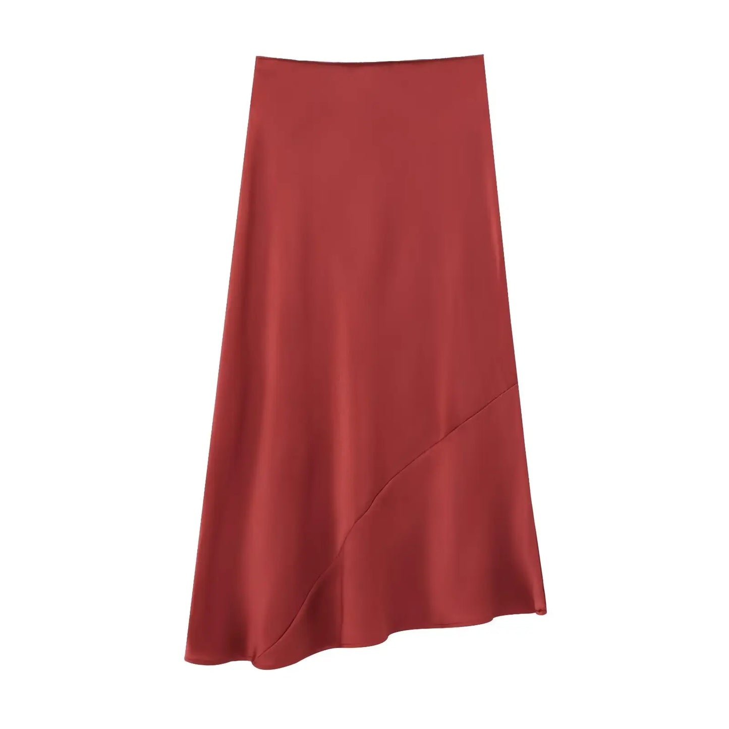 Women's new Chic fashion multi-color slim casual satin texture asymmetric MIDI skirt retro elastic waist women's skirt Mujer