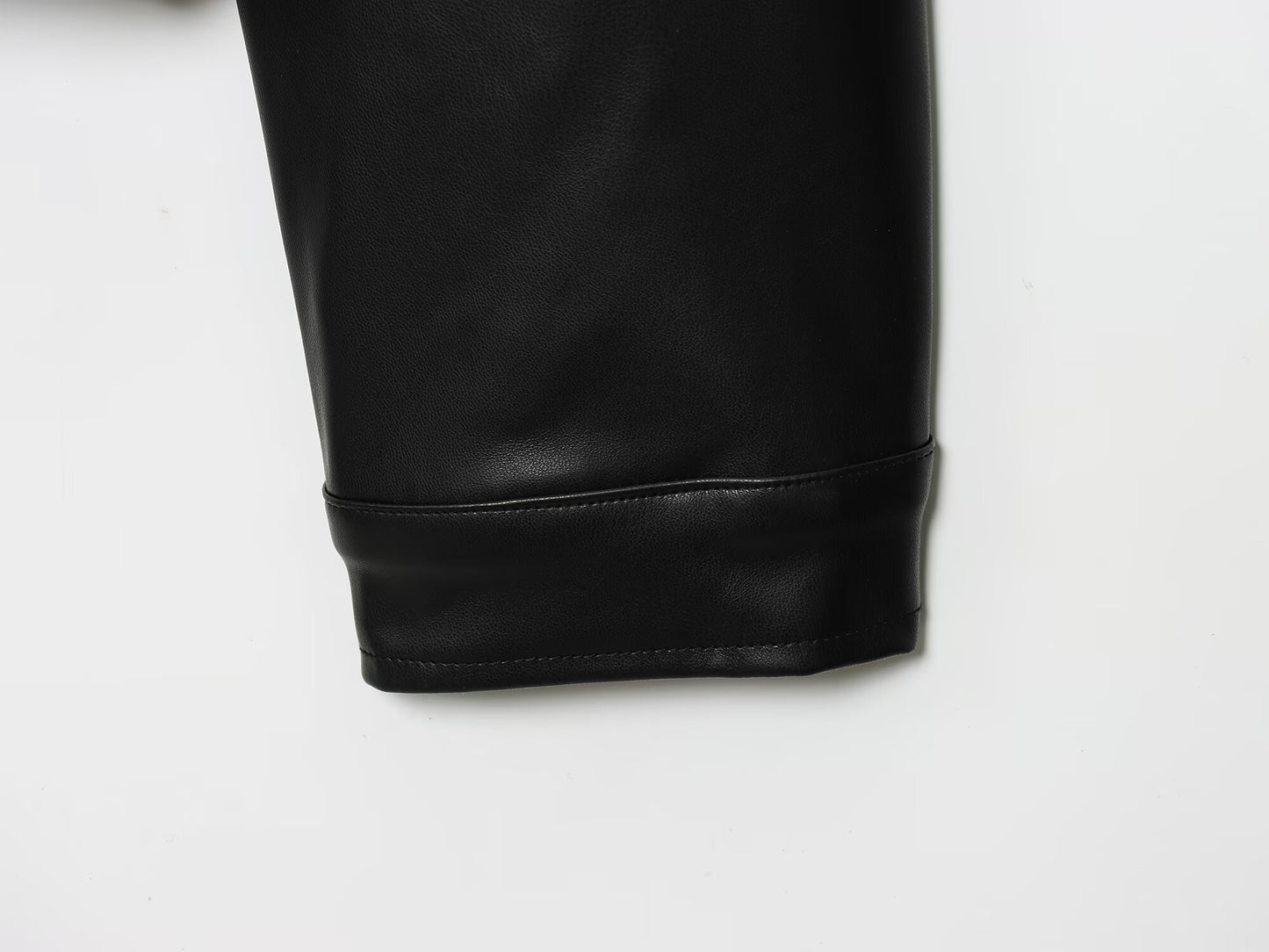 Women's new fashion black high neck faux leather flight jacket Coat