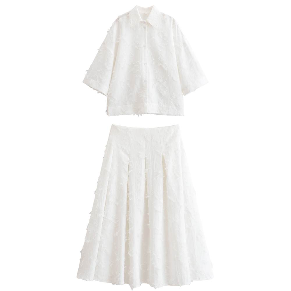 Women's new fashion Tassel decoration casual single breasted seven quarter sleeved shirt+Skirts Women's suit