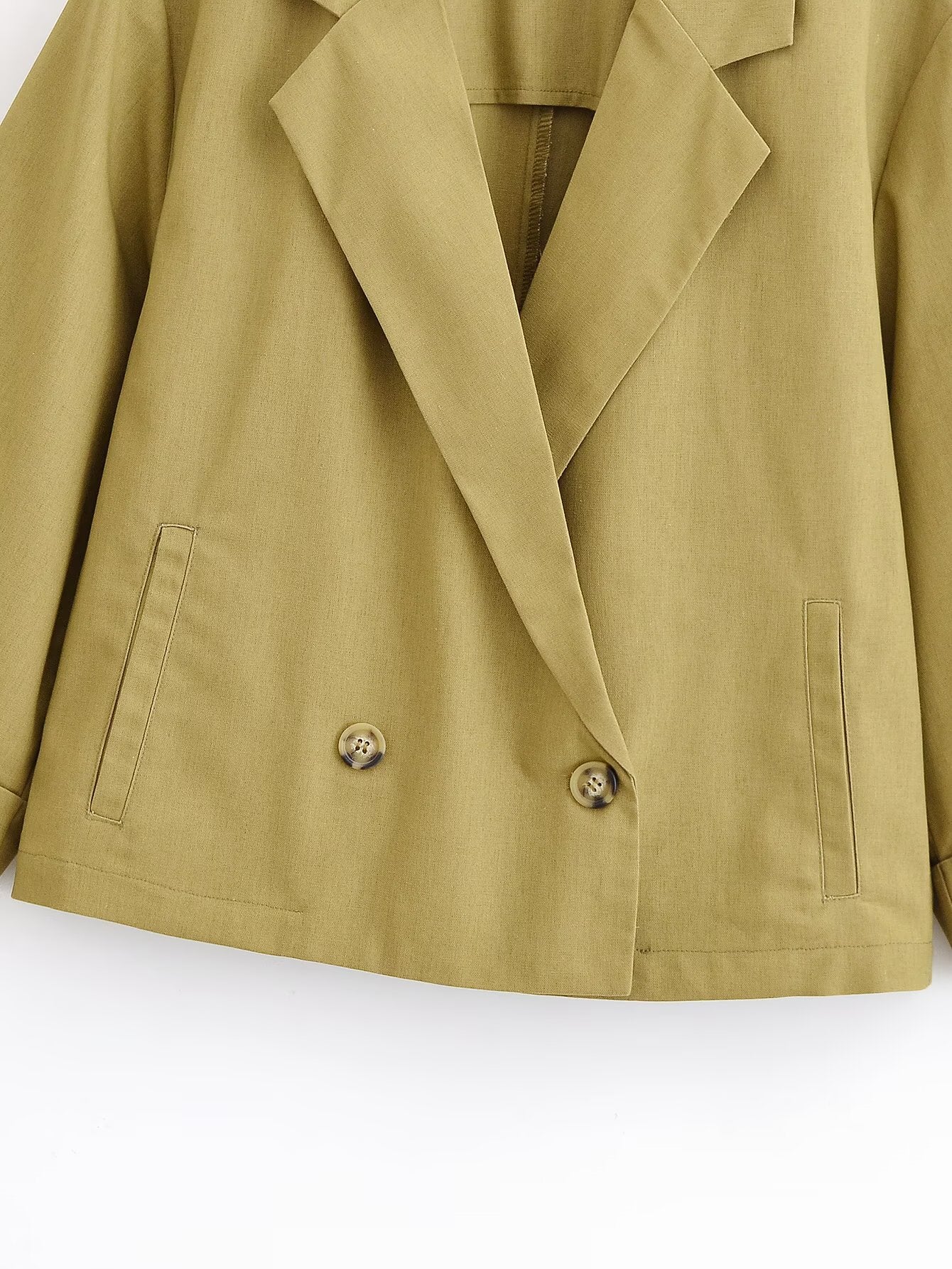 Women's new fashion loose linen blend double breasted suit coat