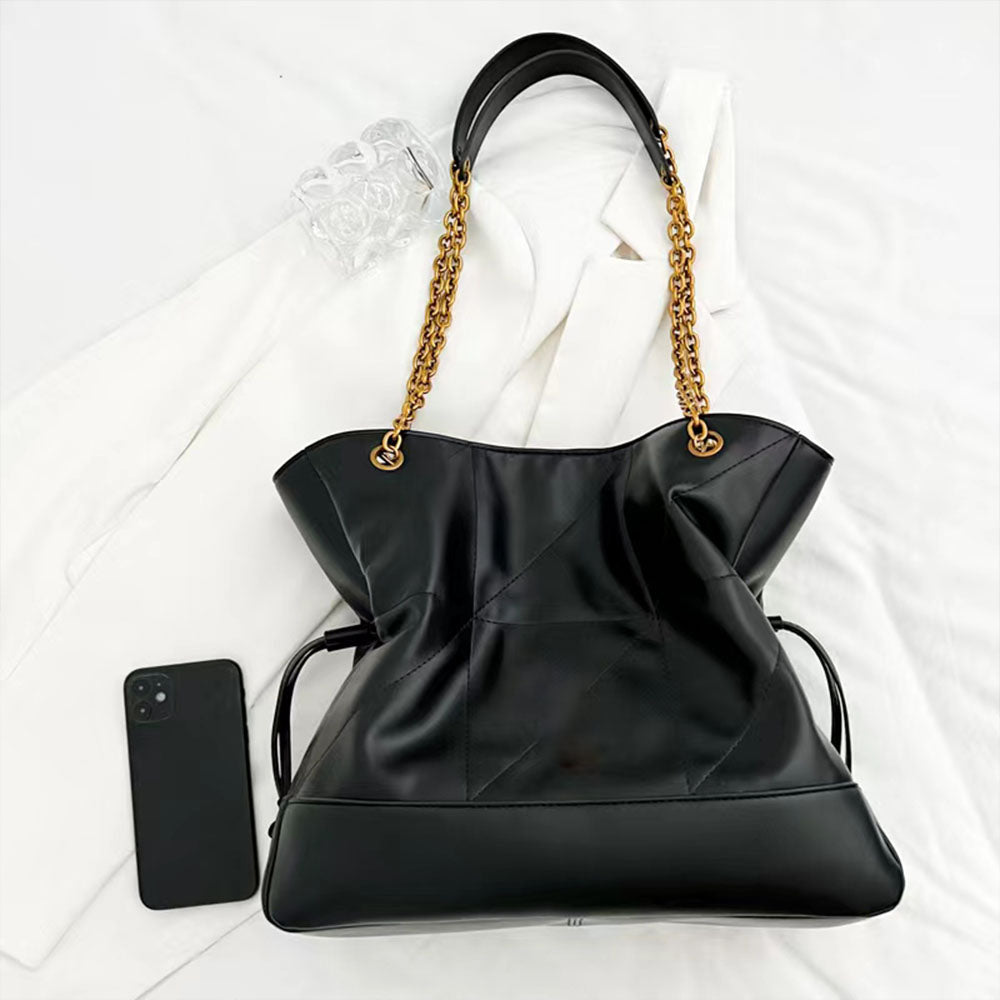 Women's New Temperament Joker Large Capacity Drawstring Chain Handbag Shoulder Bag