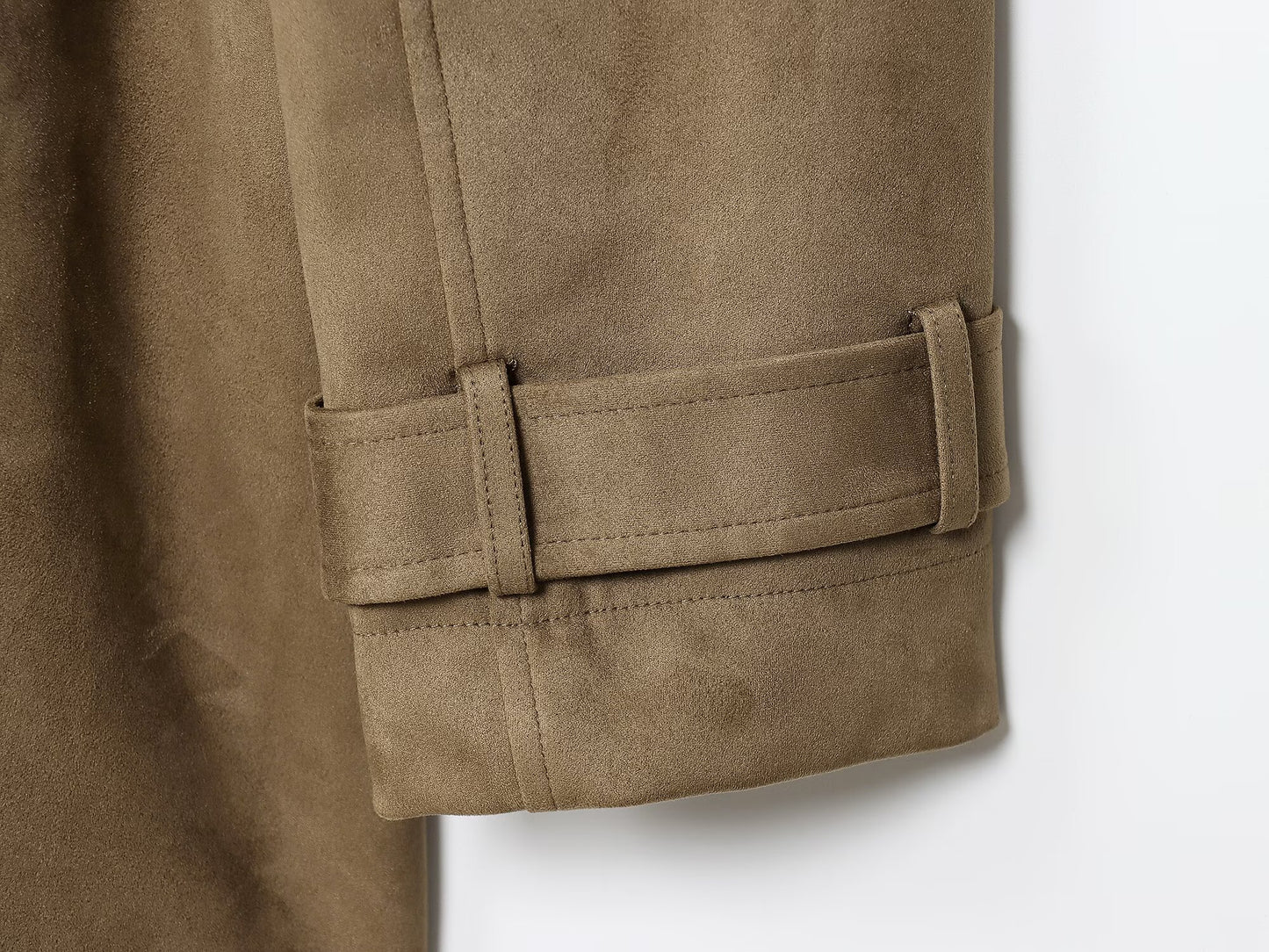 Women's new fashion with Belt loose suede effect windbreaker jacket