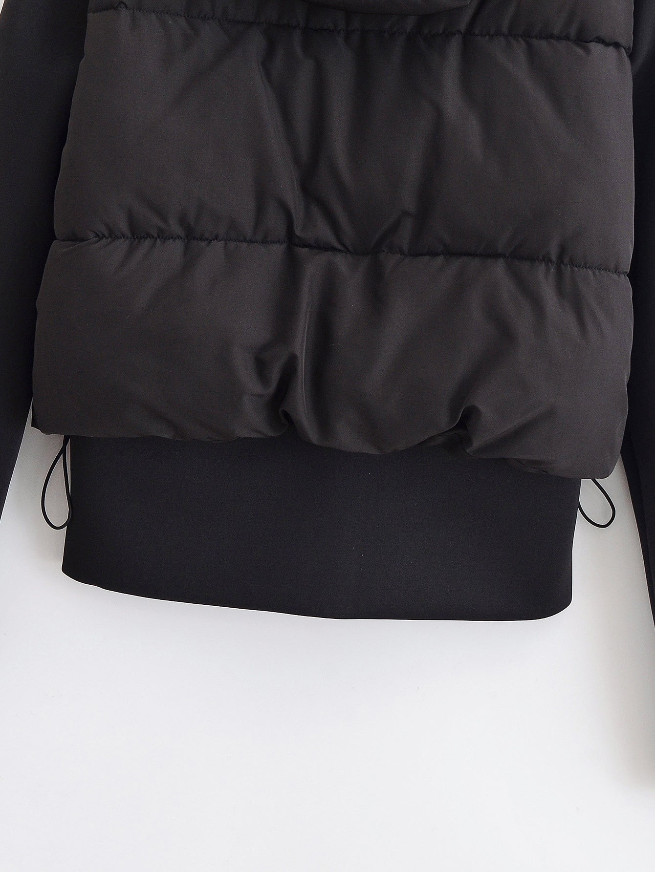 Women's Winter New Black Lightweight Hooded Splicing Coat