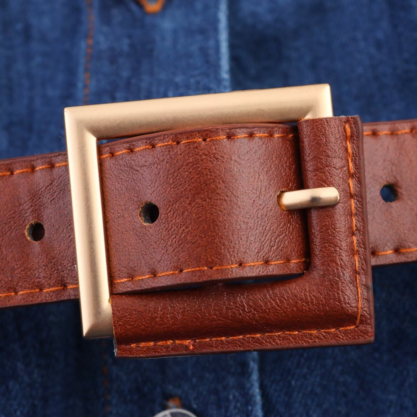 women's New Fashion with Belt short sleeved denim MIDI dress