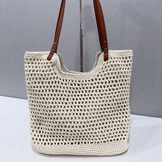 Women's New Temperament Joker Large Capacity Zipper Beach Woven Handbag Shoulder Bag