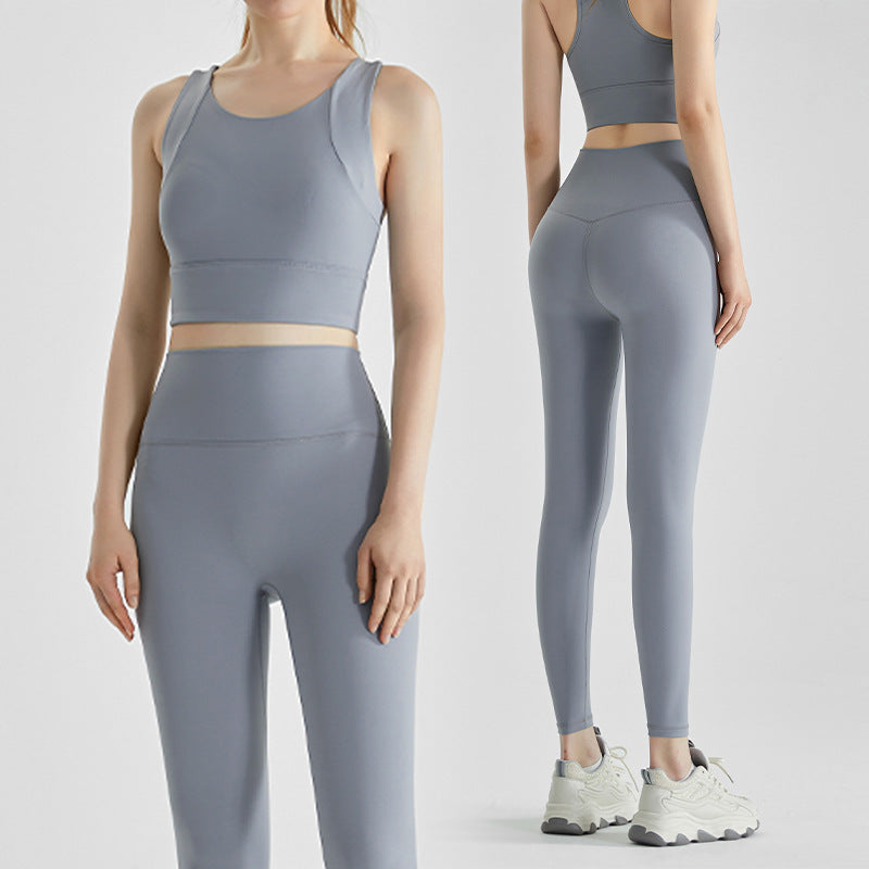 Women's Fashion Sportswear Suit Professional Running Vest High Waist Hip Fitness Pants Two-piece Suit