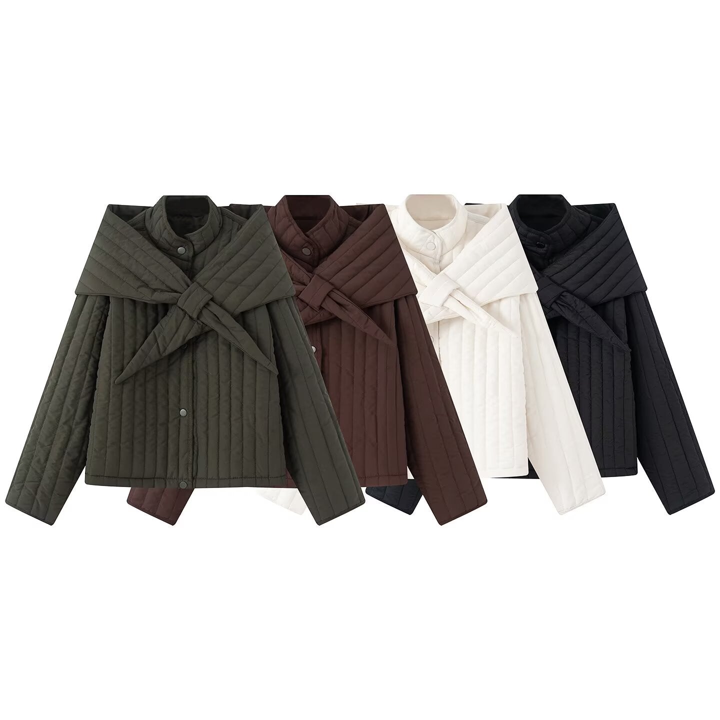 Women's winter New detachable scarf design stand collar cotton Coat