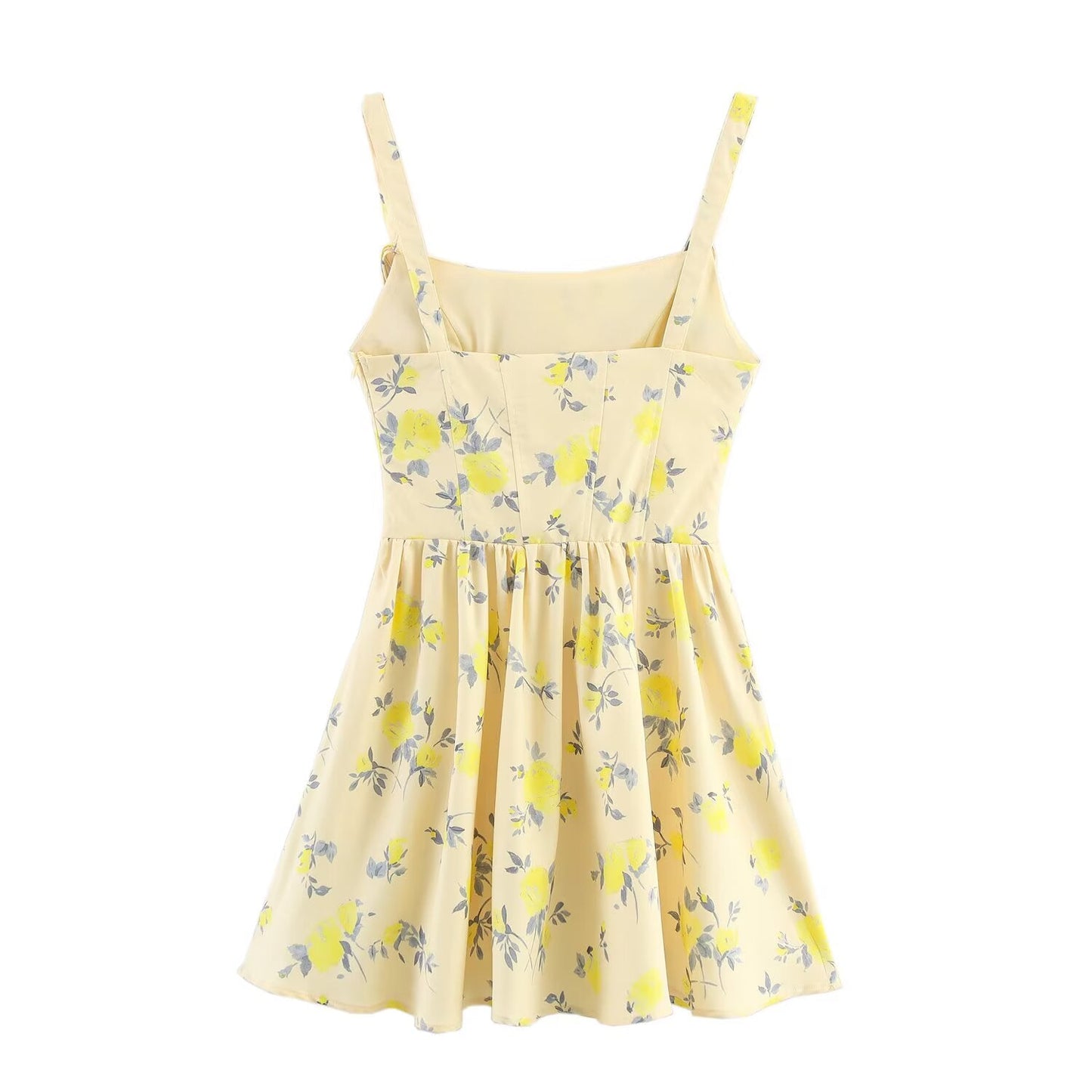 Women's New Fashion Flower Printed Poplin suspender Mini Dress