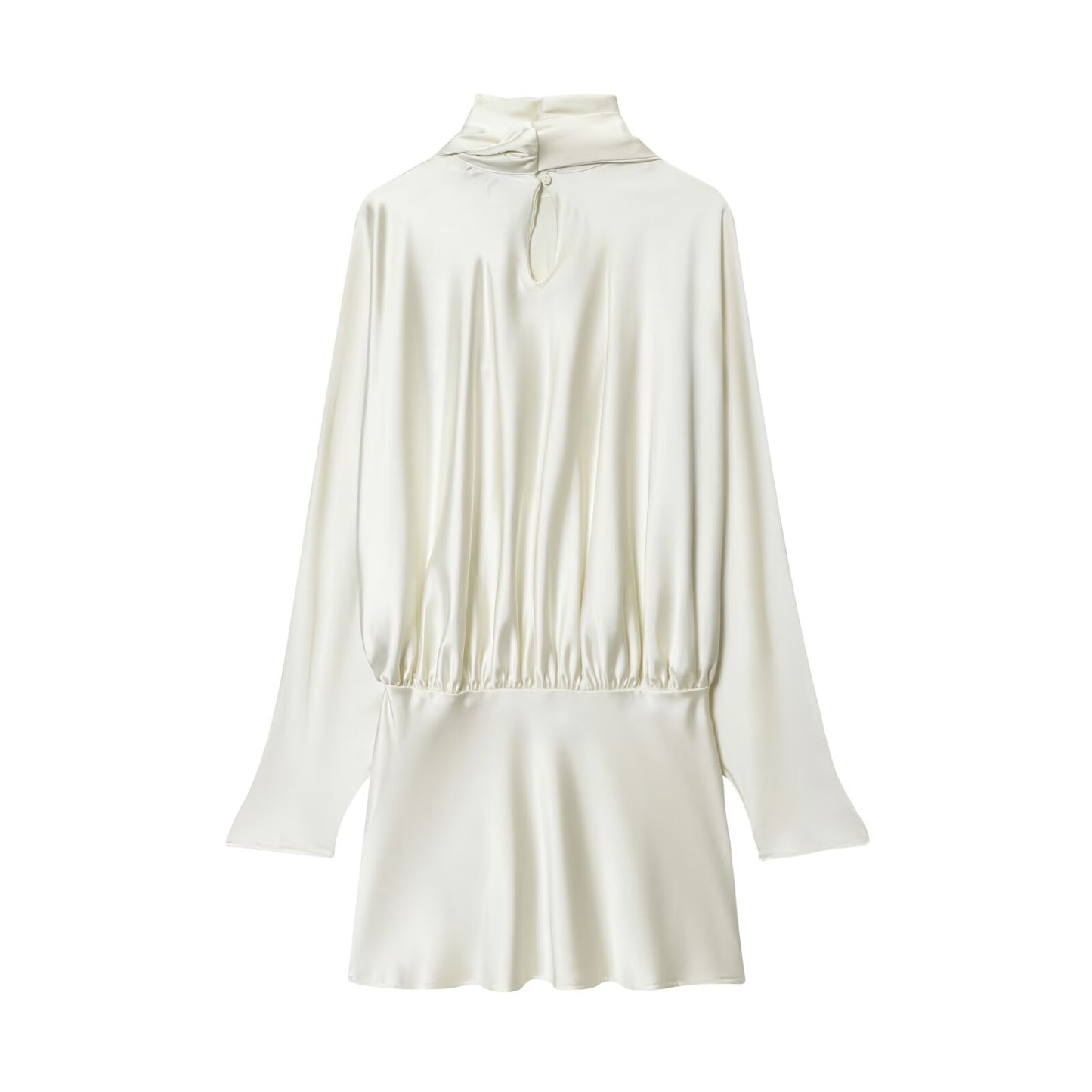 Women's 2025 new fashion scarf decoration satin texture mini dress