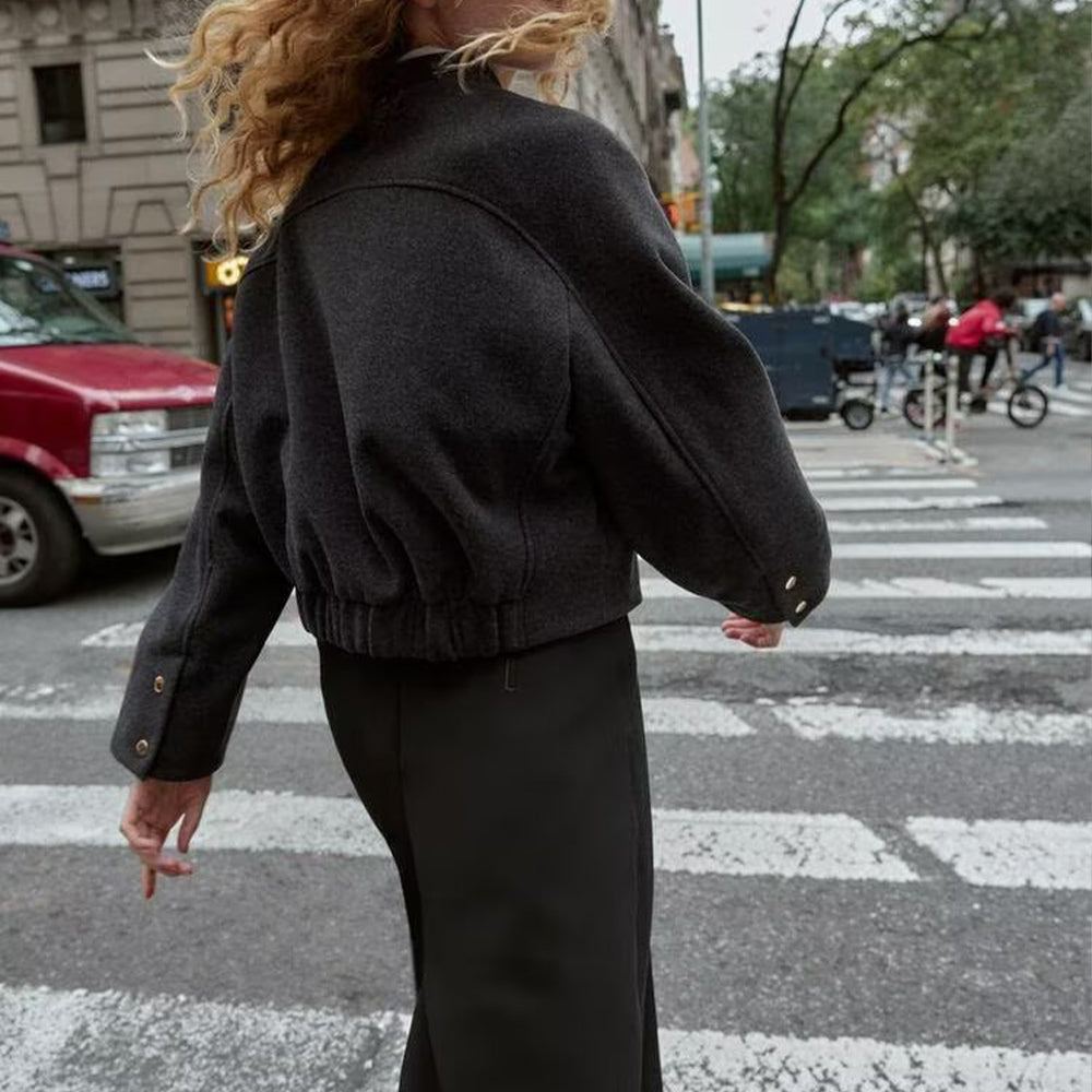 Women's new fashion elastic hem soft texture flying jacket Coat