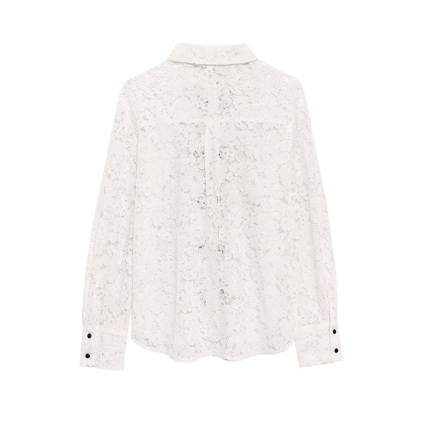 Women's bow decoration casual lapel lace shirt