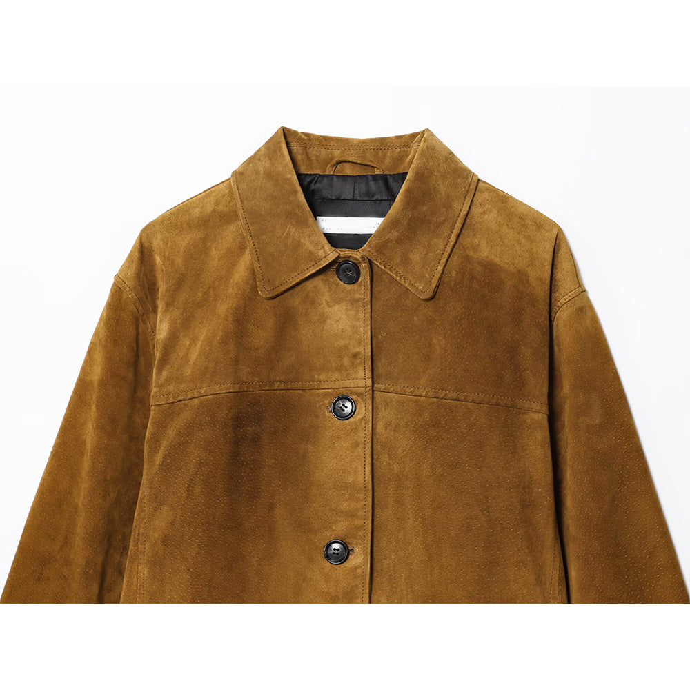 Women's new fashion anti suede effect loose lapel Button-up jacket