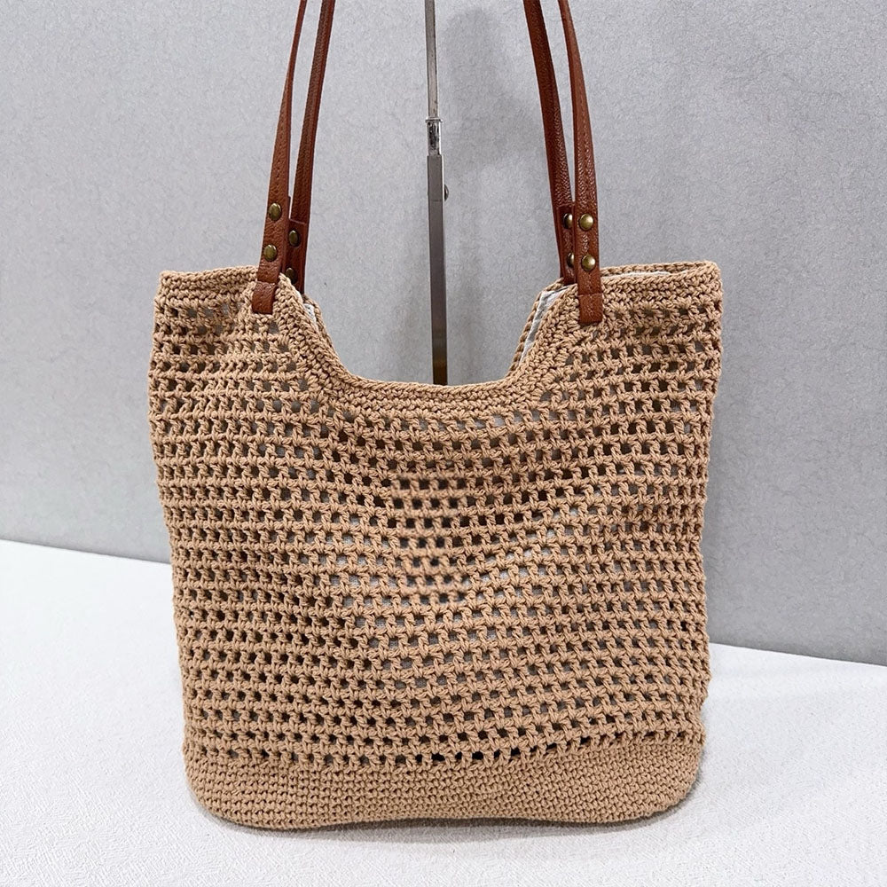 Women's New Temperament Joker Large Capacity Zipper Beach Woven Handbag Shoulder Bag