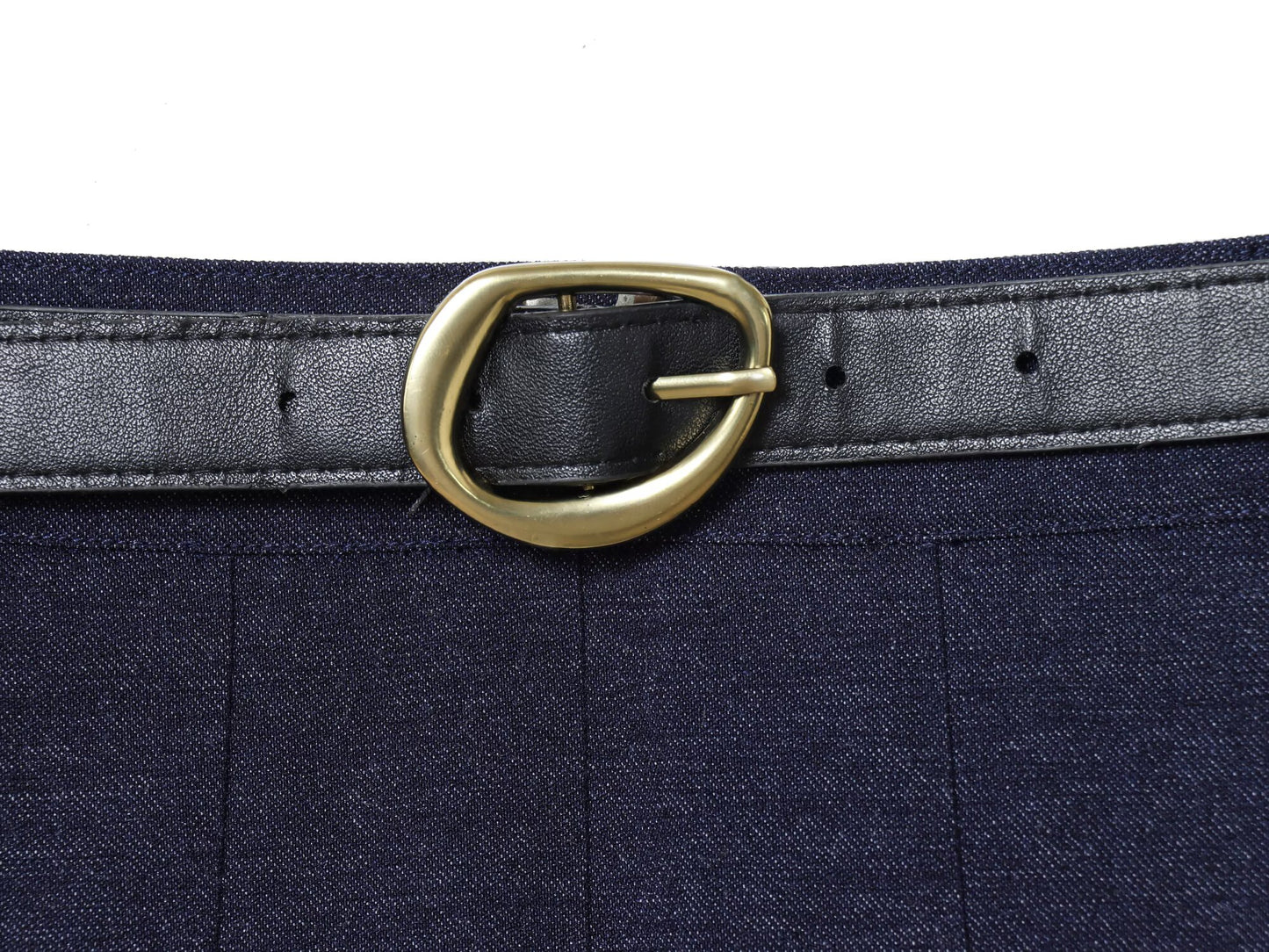 Women's new fashion with Belt denim draped Midi skirt