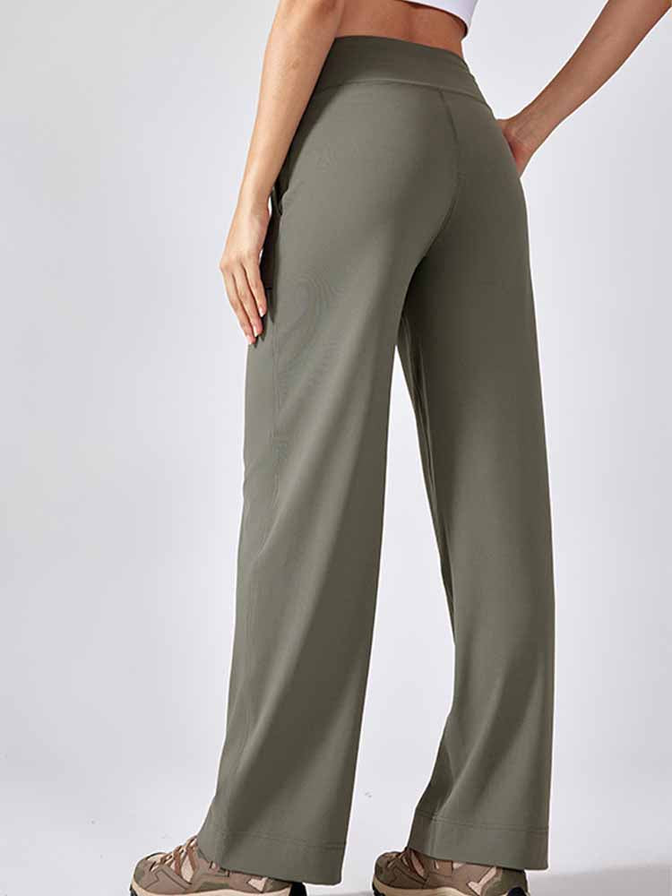 Women's New Sports and Leisure Joker Elastic Waist Wide-leg Pants Big Pocket Fitness Yu Casual Pants