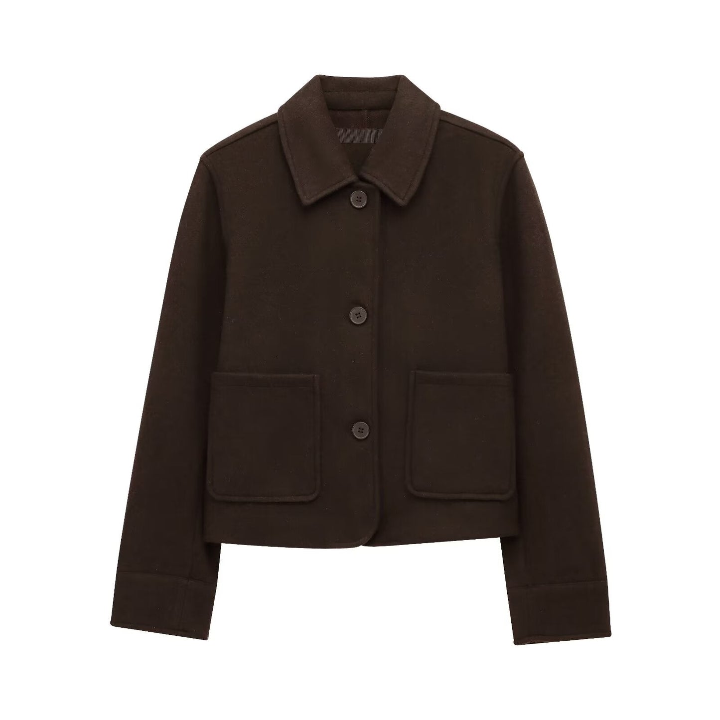 Women's new fashion pocket decoration long sleeved soft texture jacket