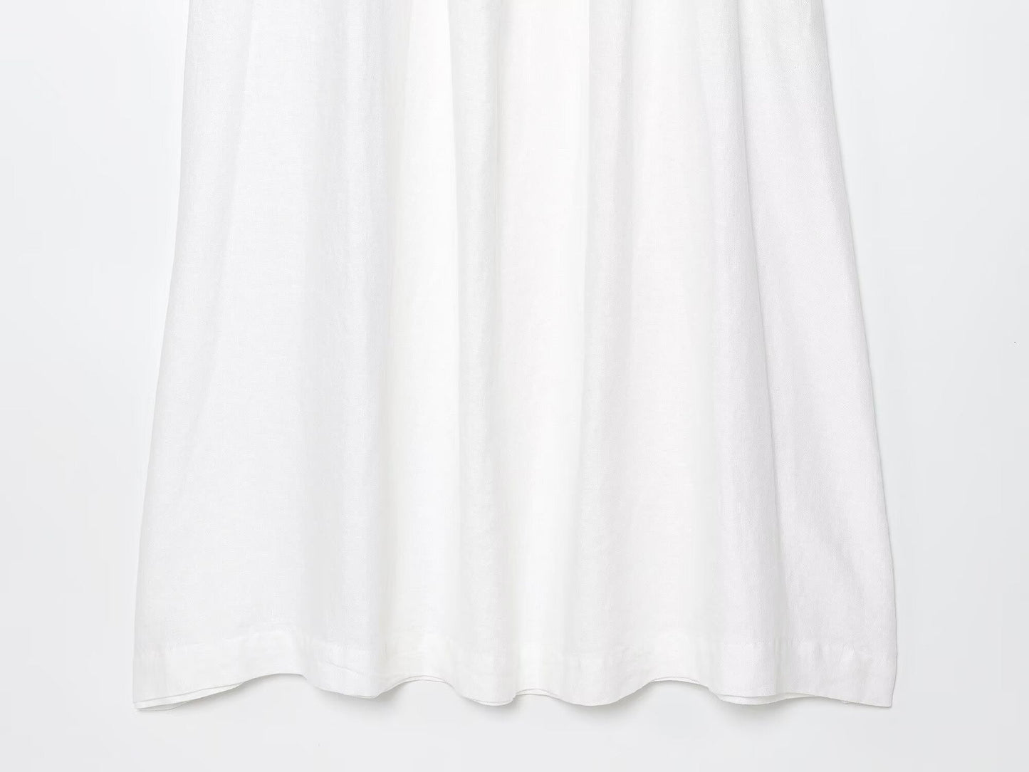 Women's New Fashion Loose Off Shoulder A-line Linen Blended Midi Dress