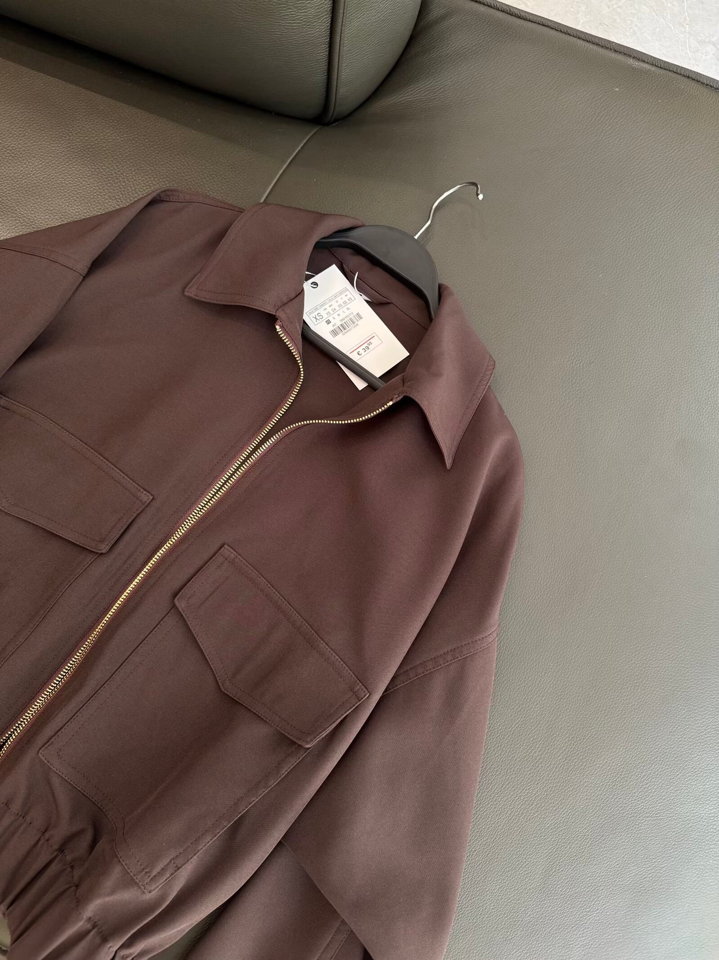 Women's new fashion loose long sleeved lapel zipper jacket Coat