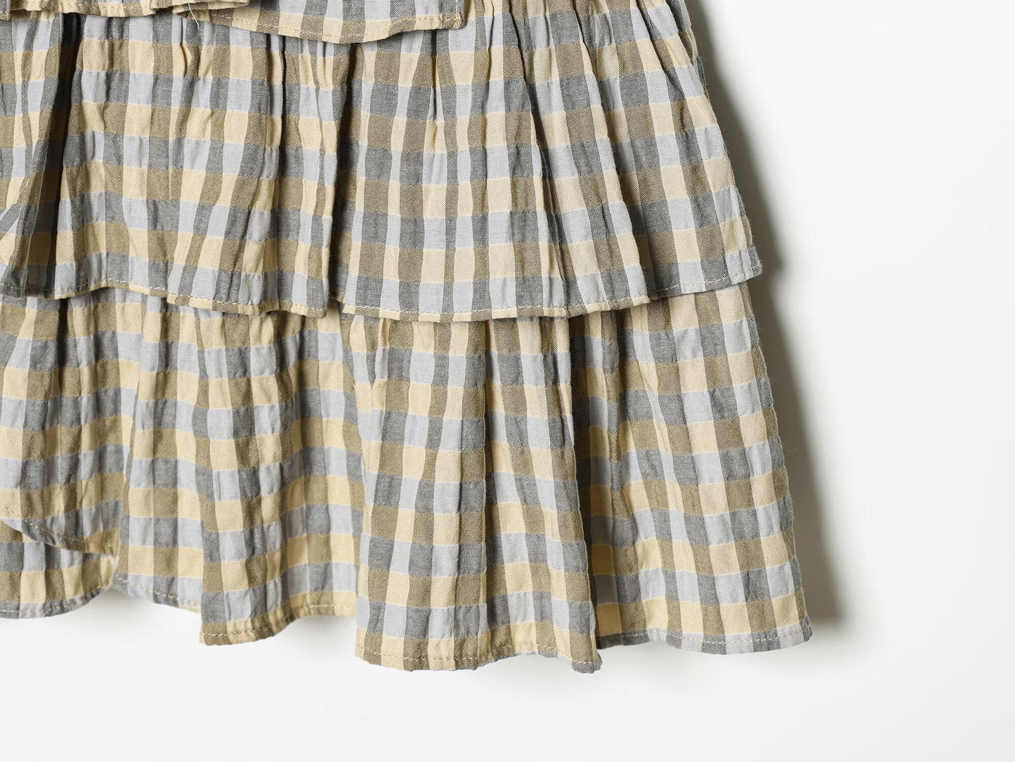 Women's layered decorative plaid suspender dress