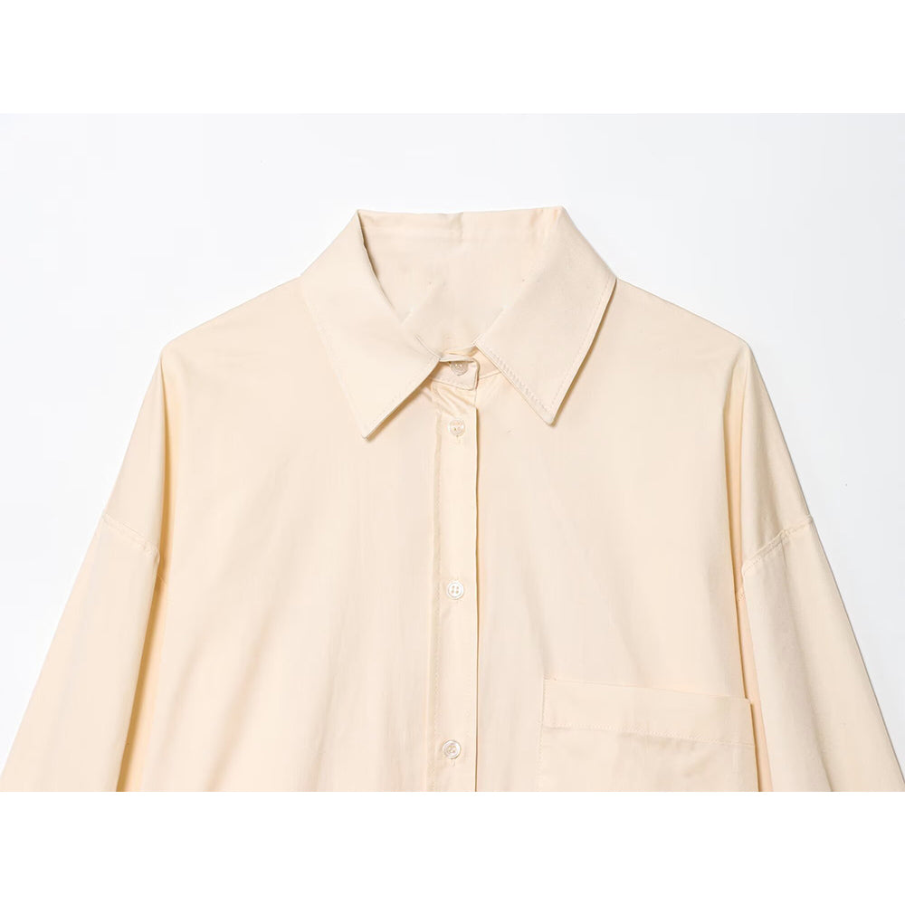 Women's new Fashion Lace up decoration loose Button-up shirt