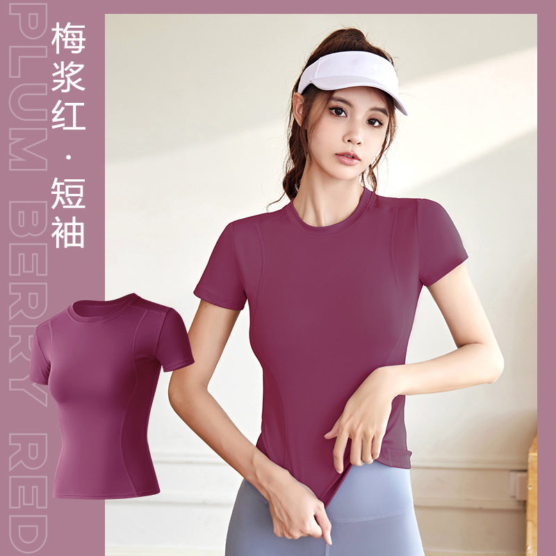 LU Women's new thin sports tight yoga clothes short sleeve top running fitness T-shirt