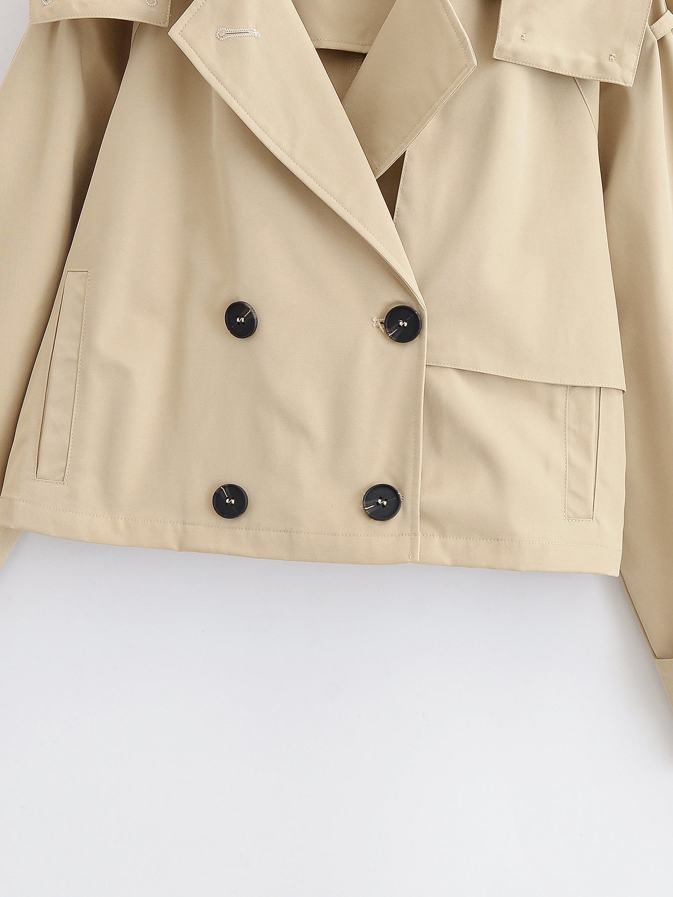 Women's new fashion hooded short double breasted windbreaker Coat