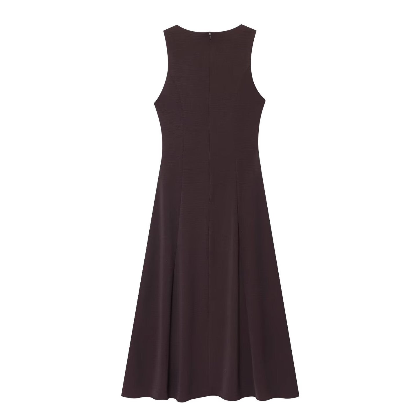 Women's New Fashion With Belt Sleeveless Square Neck Midi Dress