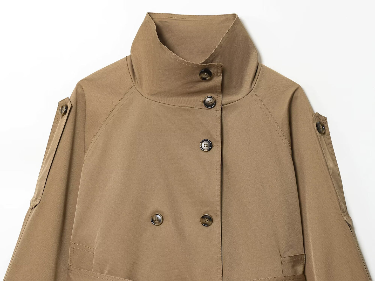 Women's New Fashion With Belt Short Double breasted Windbreaker Coat