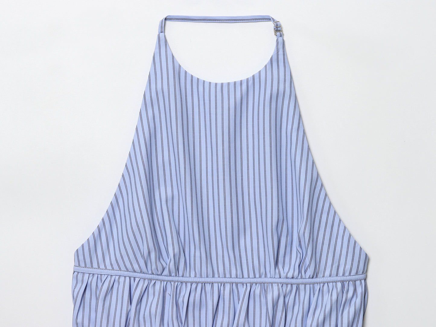 Women's new fashion striped poplin hanging neck collar top