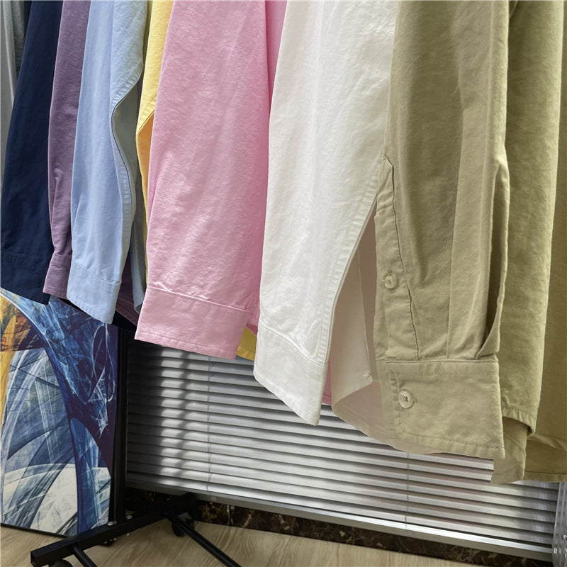 New Joker Embroidered Oxford Shirt for Men and Women Old Qian Feng Business Casual Cotton Shirt