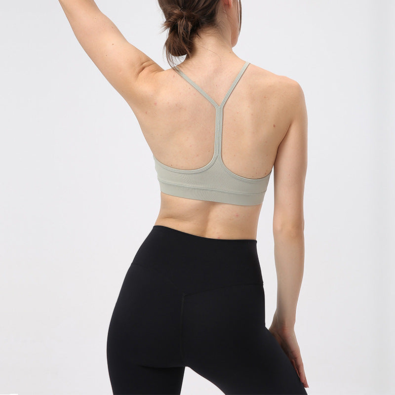 LU Women's New Y-string Fitness Yoga Bra Shockproof Gathered Beautiful Back Sports Bra Women's Yoga Clothes.