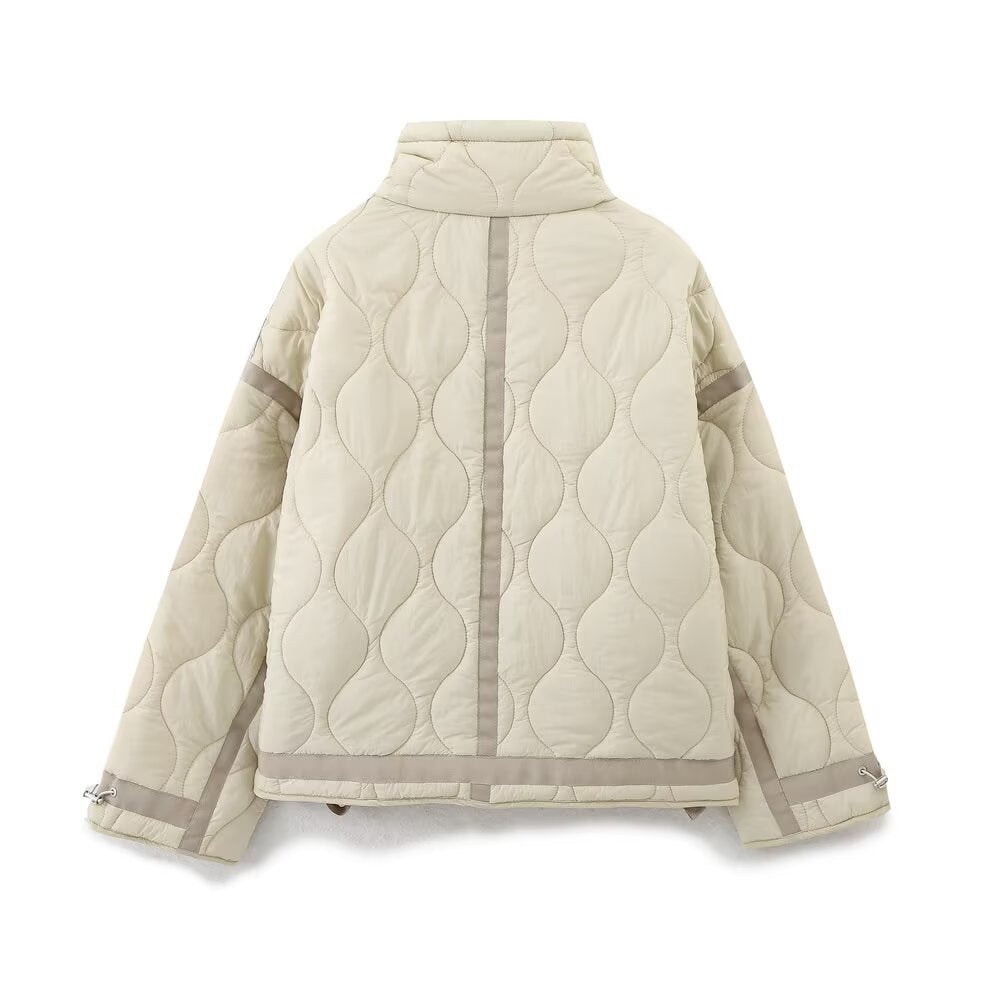 Women's bow decoration loose cotton jacket Coat