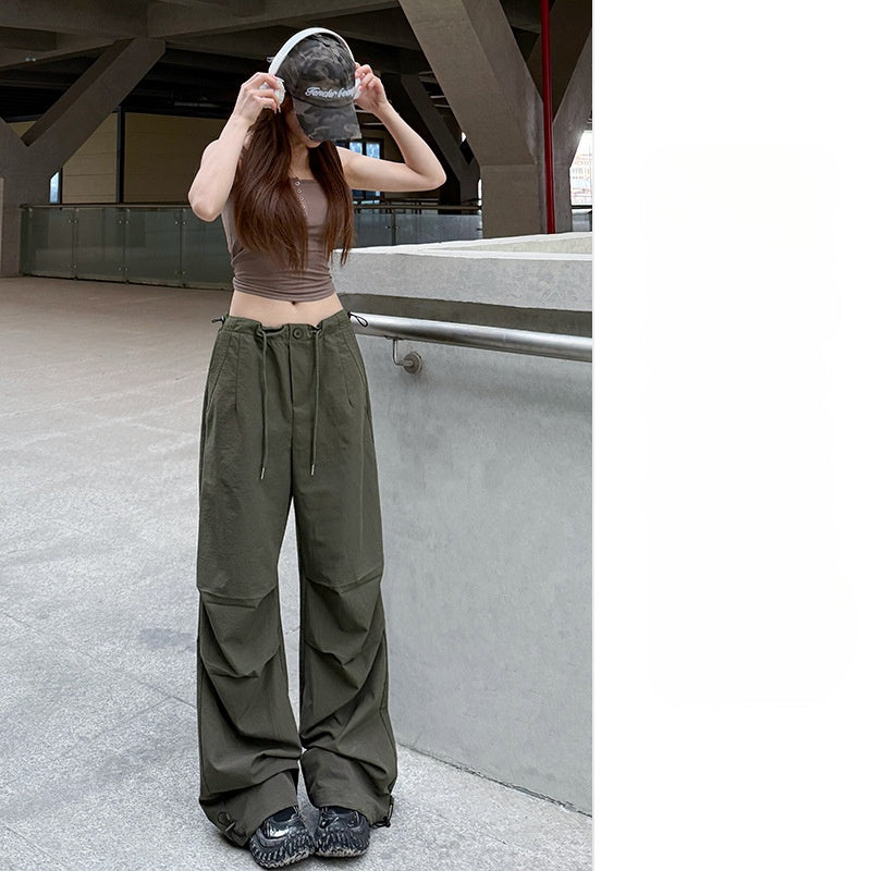 Women's New Quick-drying Overalls Thin High Waist Wide Leg Parachute Pants Slim Sweatpants
