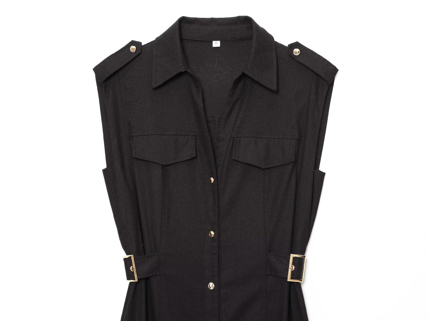 Women's shirt style linen blended MIDI dress