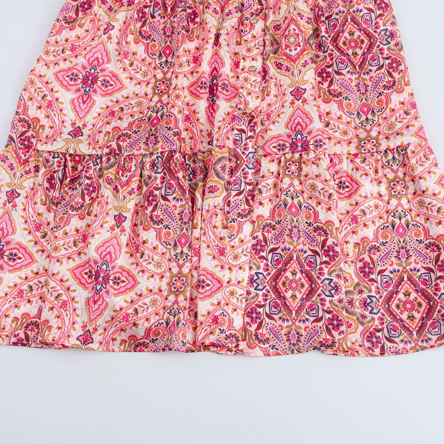 Women's new chic Fashion With Belt loose shirt style printed MIDI dress retro long sleeved button up women's dress Mujer