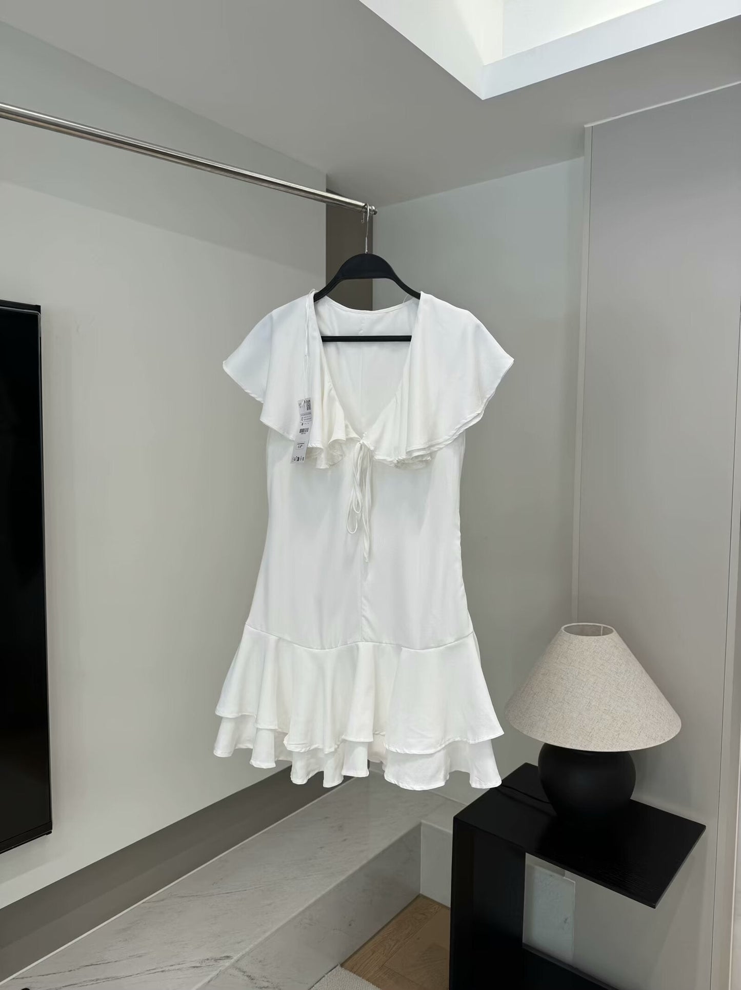 Women's 2025 fashion bow laminated short dress retro sleeveless women's dress