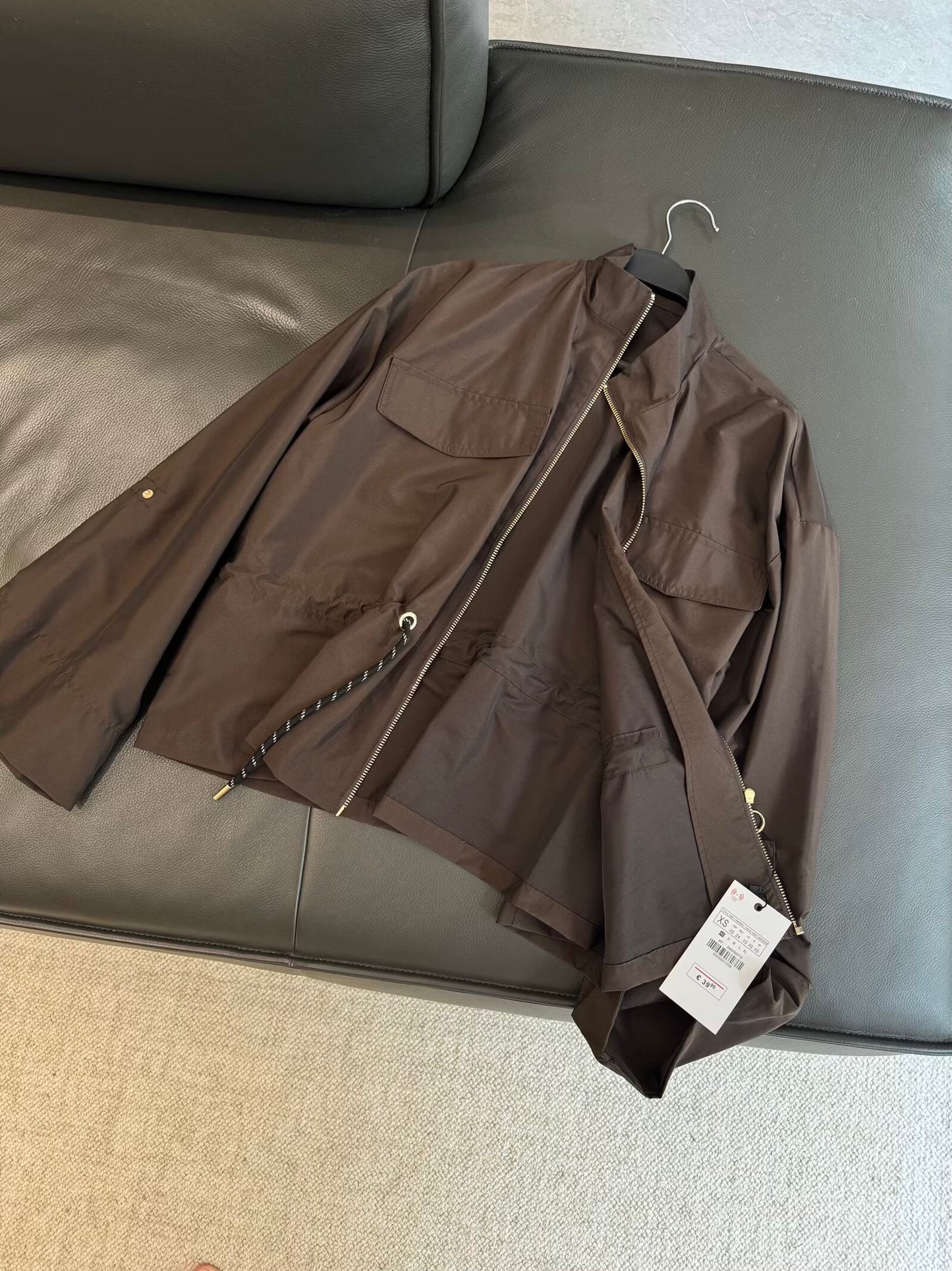 Women's new fashion loose stand collar lace up Coat