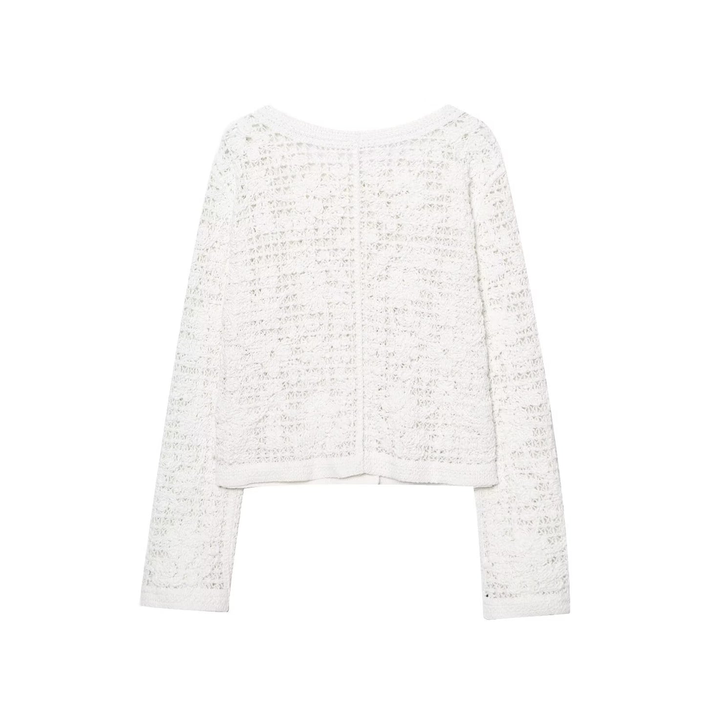 Women's new fashion Casual short Single breasted long sleeved crochet coat