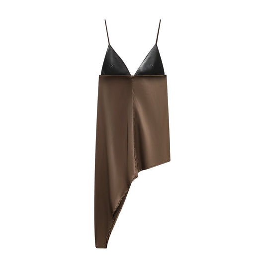 Women's patchwork asymmetrical suspender top