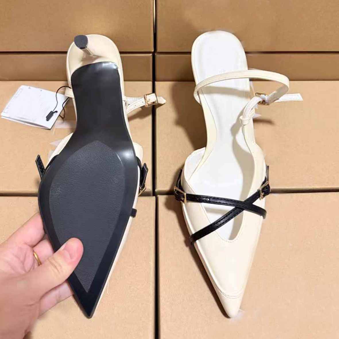 Women's New Fashion Joker Pointed Cross Strap Design Stiletto